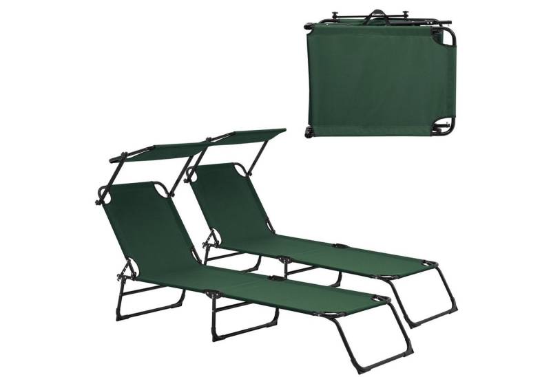 casa.pro Gartenliege, Set, 2er, »Lomeda« Strandliege 2er Set klappbar 187x53x27cm Stahl Dunkelgrün von casa.pro