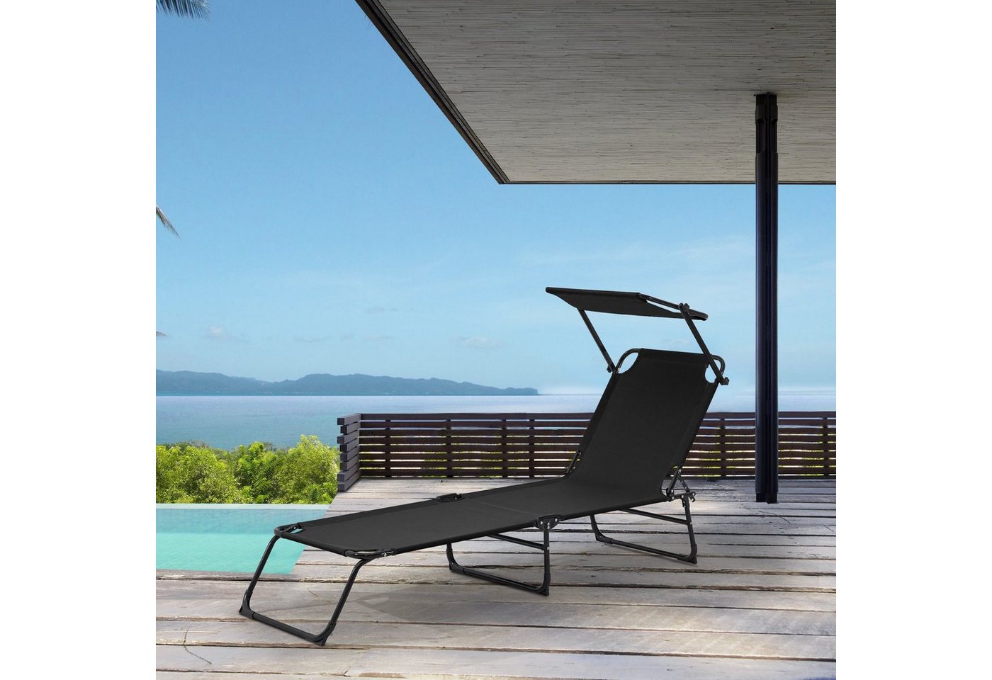 casa.pro Gartenliege, Set, 2er, »Lomeda« Strandliege 2er Set klappbar 187x53x27cm Stahl Schwarz von casa.pro