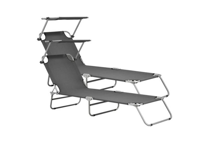 casa.pro Gartenliege, Set, »Argozelo« Sonnenliege mit Sonnendach 2er Set 186x55x24cm Dunkelgrau von casa.pro