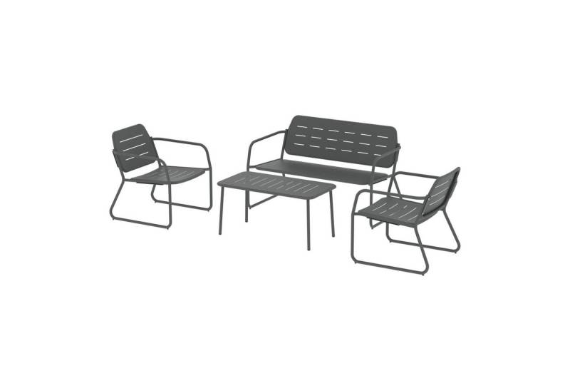 casa.pro Gartenlounge-Set, (4-tlg), »Andria« Stahl 4-tlg. Anthrazitgrau Outdoor-Möbelset von casa.pro