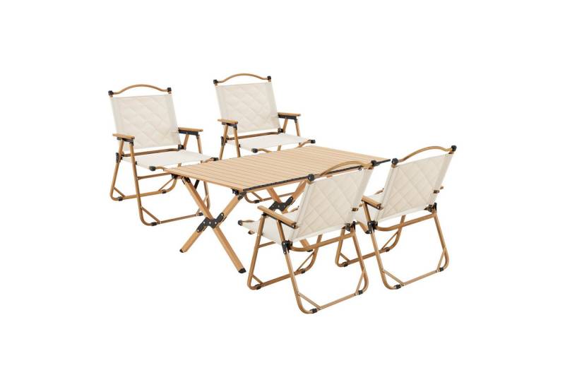 casa.pro Gartenlounge-Set, (5-tlg., 1 Tisch, 4 Stühle), »Botrugno« Textilgewebe Beige von casa.pro