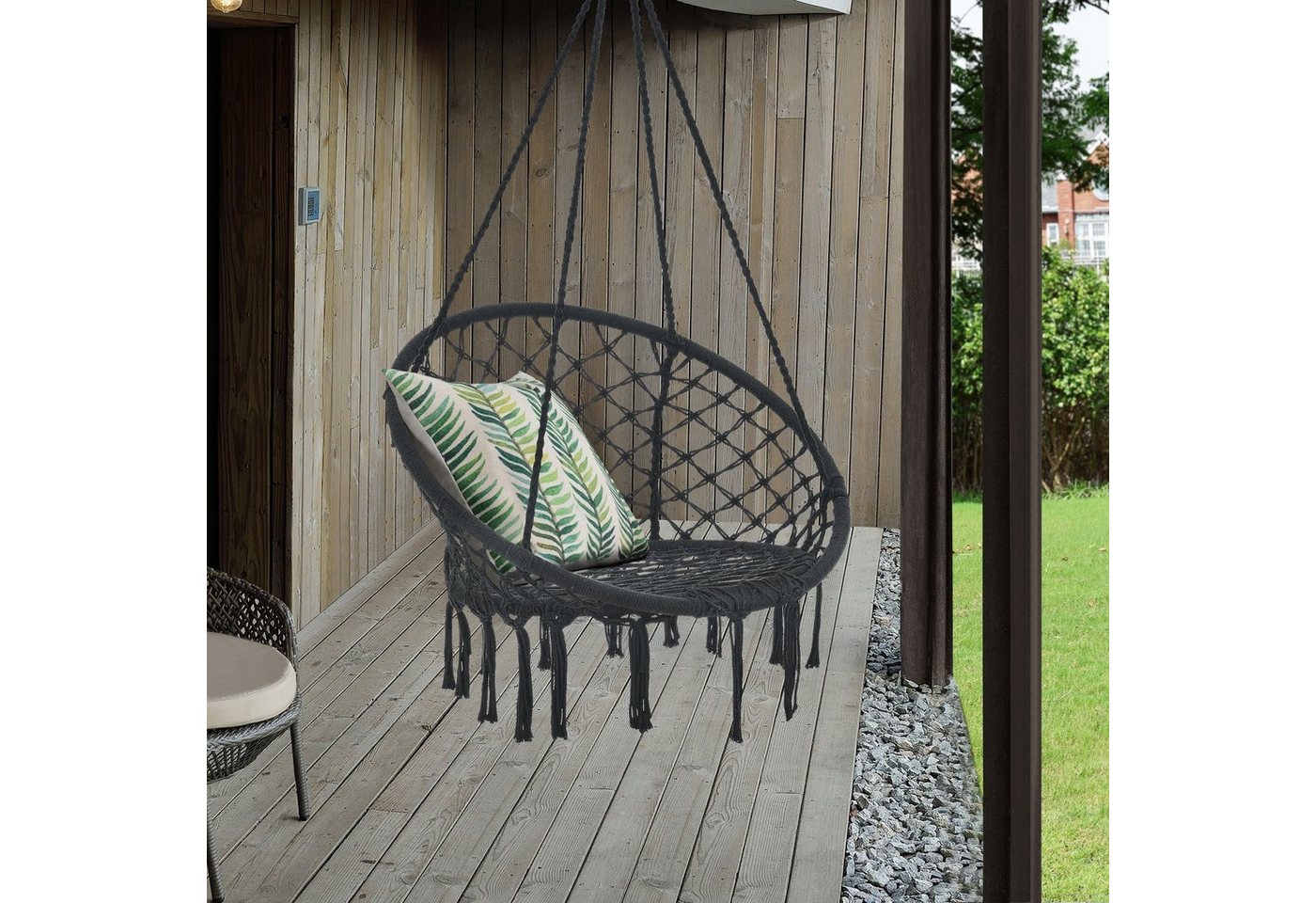 casa.pro Hängesessel, »Tampico« Hängestuhl Hängesitz Indoor Outdoor ø60cm Schwarz von casa.pro