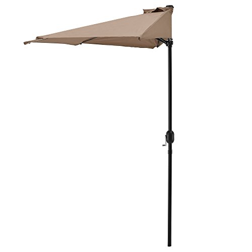 casa.pro Halbschirm Ø300cm Halb-Sonnenschirm Balkonschirm Kurbelschirm Schirm Halbrund Stahl Polyester 160g/m² Beige von casa.pro