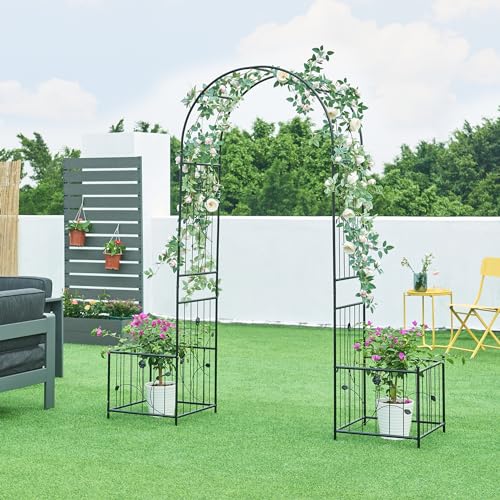 casa.pro Rosenbogen Barisciano mit 2 Pflanzkästen Gartenbogen Metall Schwarz 220 x 202 x 50 cm Spalier mit Blumenkübel Rankgitter Rankhilfe casa.pro Rosenbogen Barisciano mit 2 Pflanzkästen Gartenbogen Metall Schwarz 220 x 202 x 50 cm Spalier mit Blumenkübel Rankgitter Rankhilfe von casa.pro