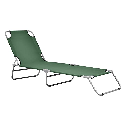 casa.pro Sonnenliege Carcao Relaxliege klappbar Strandliege bis 110 kg Dunkelgrün 186 x 55 x 24 cm Gartenliege mit Rückenlehne verstellbar Stahlgestell von casa.pro