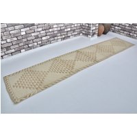 Herki Beige Teppich, Handgeknüpfter Wollteppich, 100x30 cm von casademarcorugs