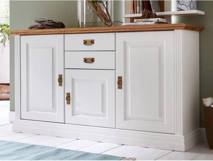 Anrichte Sideboard Novara 3-türig mit 2 Schubladen weiß natur massiv Anrichte Sideboard Novara 3-türig mit 2 Schubladen weiß natur massiv von casamia