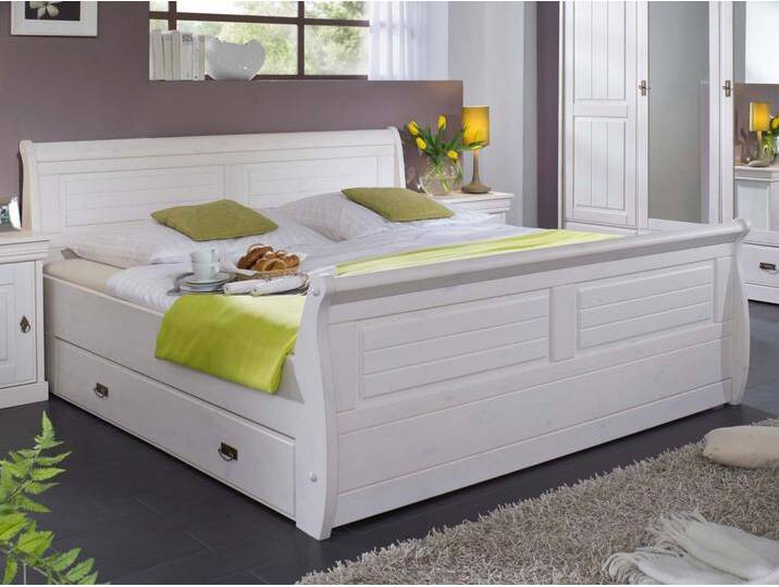 Bett Doppelbett Ehebett Napoli 100/140/180 x 200 cm Pinie Nordica weiss gewachst von casamia
