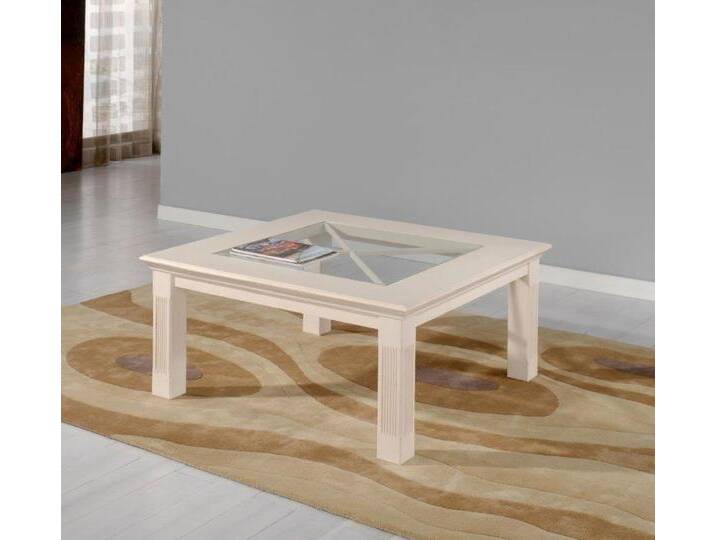 Couchtisch Allegro 110 x 110 mit Glasplatte, Pinie massiv verschiedene Farben von casamia