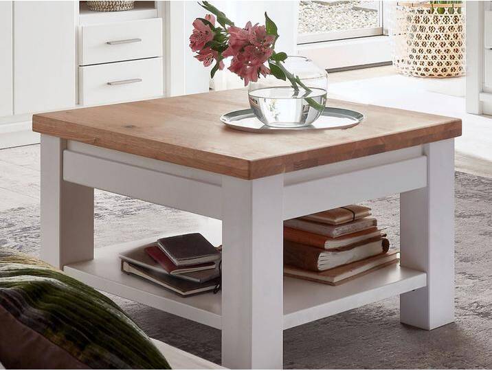 Couchtisch Olbia 65x65cm Pinie Nordica weiß u. Wildeiche natur massiv Couchtisch Olbia 65x65cm Pinie Nordica weiß u. Wildeiche natur massiv von casamia