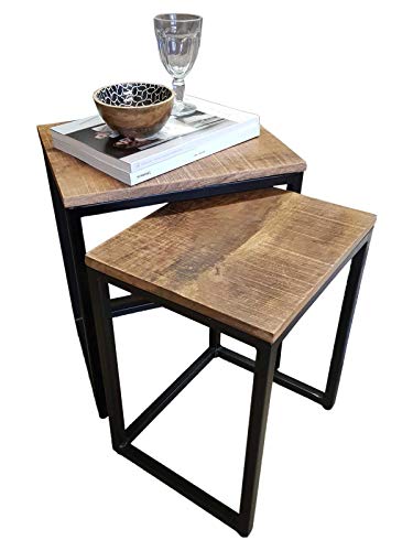 Couchtisch Set 2 Stück Wohnzimmer Tisch Satztisch Dallas Metall-Gestell schwarz oder weiß Farbe schwarz matt - Tabacco von casamia