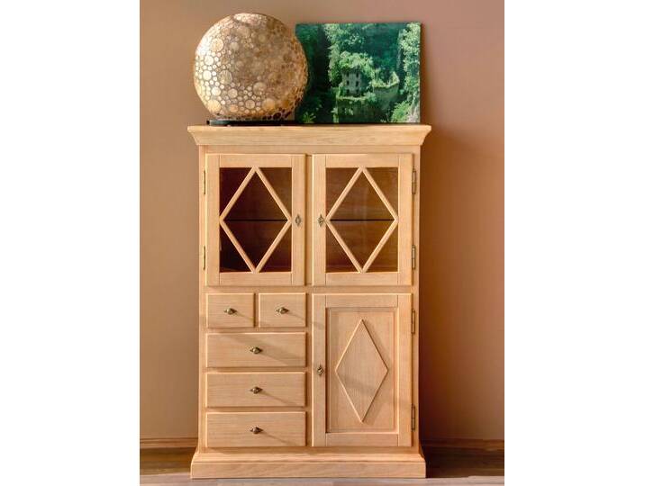 Highboard Glas-Vitrine Hochanrichte halbhoch Grande Glas- und Holzfront Pinie massiv Highboard Glas-Vitrine Hochanrichte halbhoch Grande Glas- und Holzfront Pinie massiv von casamia