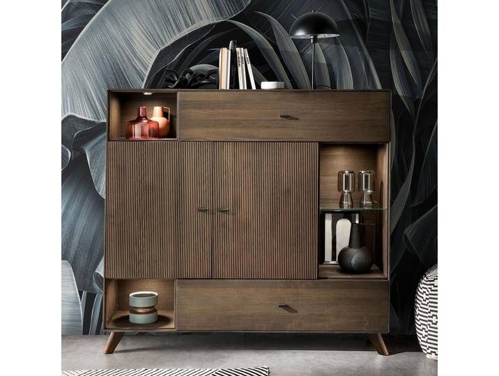 Highboard Hochanrichte Massivholz B 156 H 145cm Varese Kernbuche braun von casamia