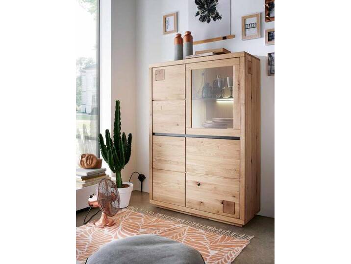 Highboard I-R Massivholz B103 H148 T40 cm Porto Wildeiche von casamia