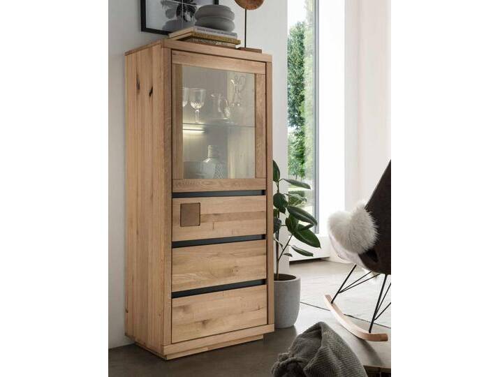 Highboard IV Vitrine Massivholz B65 H148 T40 cm Porto Wildeiche von casamia