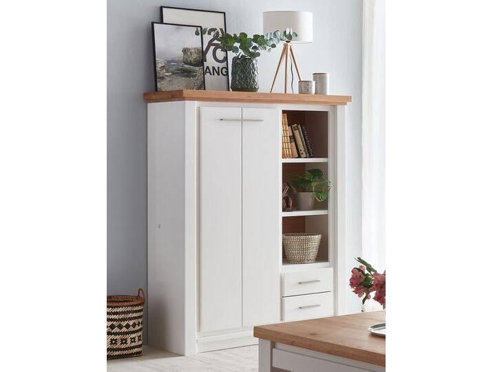 Highboard Olbia 112x145x45cm Pinie Nordica weiß Wildeiche natur massiv Highboard Olbia 112x145x45cm Pinie Nordica weiß Wildeiche natur massiv von casamia