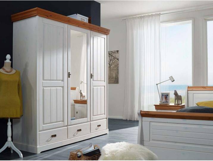 Kleiderschrank Wäscheschrank 2/3/4/5 Türen Napoli Pinie Nordica massiv weiss gewachst von casamia