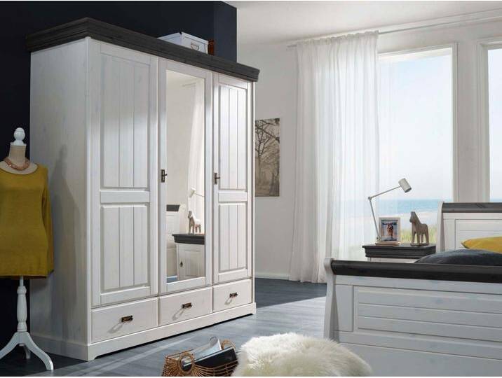 Kleiderschrank Wäscheschrank 2/3/4/5 Türen Napoli Pinie Nordica massiv weiss gewachst von casamia