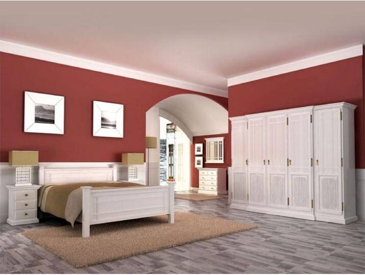 Schlafzimmer Set Duett Doppelbett Kleiderschrank 2 Nachtkonsolen Pinie massiv von casamia