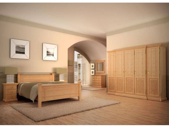 Schlafzimmer Set Duett Doppelbett Kleiderschrank 2 Nachtkonsolen Pinie massiv von casamia