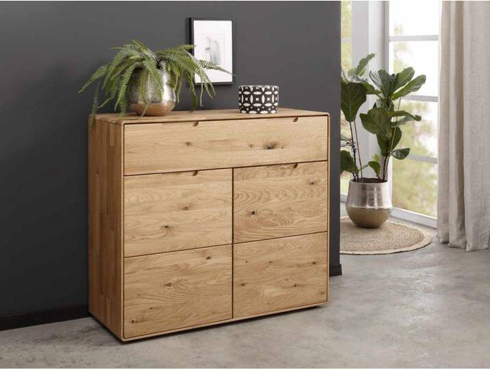 Sideboard Kommode 100x91x40cm Anrichte Fano Massivholz Wildeiche natur von casamia