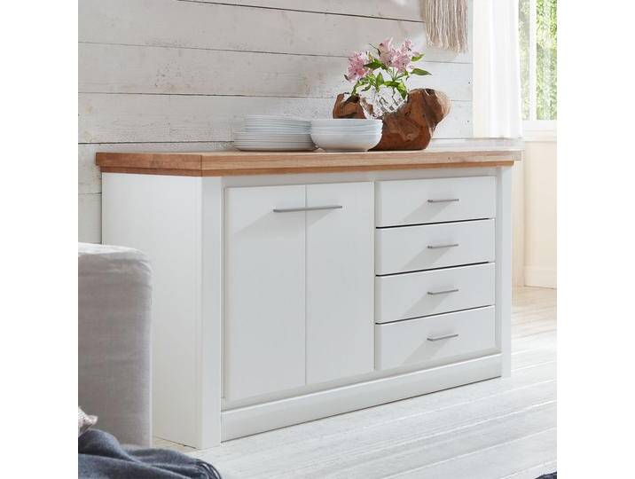 Sideboard Kommode Olbia 141x82x45cm weiß Wildeiche natur geölt massiv von casamia