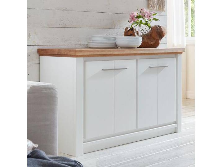 Sideboard Kommode Olbia 141x82x45cm weiß Wildeiche natur geölt massiv von casamia