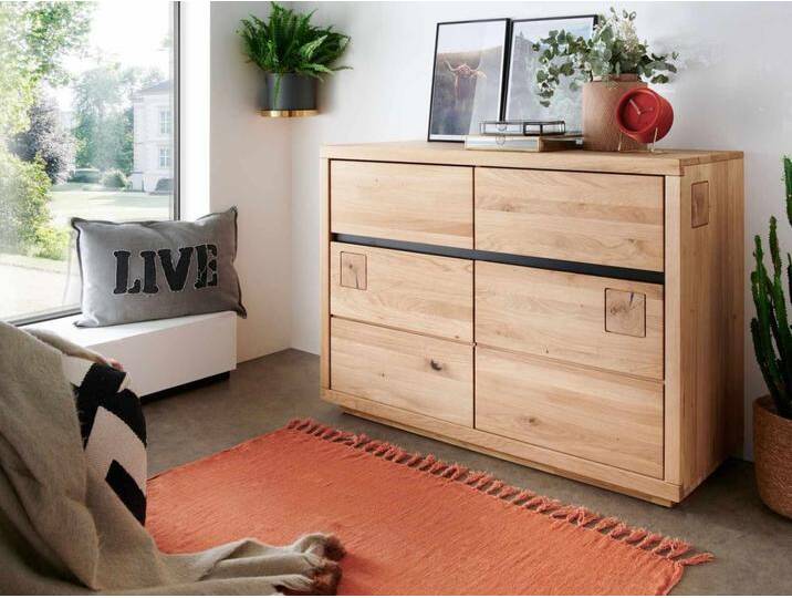 Sideboard Massivholz Kommode Anrichte B120 H85 T45 cm Porto Wildeiche von casamia