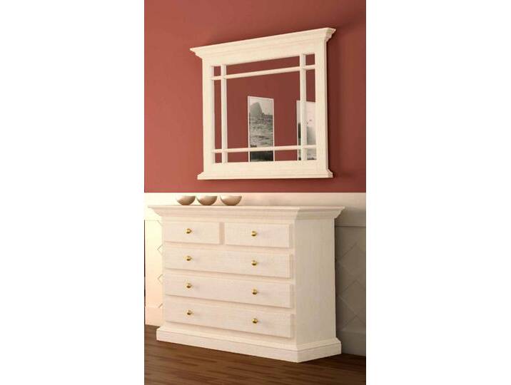 Sideboard-Set mit Spiegel mit Holzleisten Duett Pinie massiv Sideboard-Set mit Spiegel mit Holzleisten Duett Pinie massiv von casamia