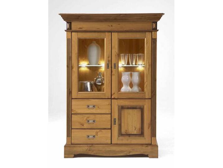 Vitrine Glas-Vitrine Florenz 3-türig mit 3 Schubladen unten links Pinie Nordica massiv sierra Vitrine Glas-Vitrine Florenz 3-türig mit 3 Schubladen unten links Pinie Nordica massiv sierra von casamia