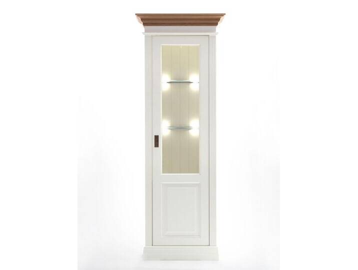 Vitrine Glas-Vitrine Standvitrine Novara 1-türig weiß Wildeiche massiv von casamia