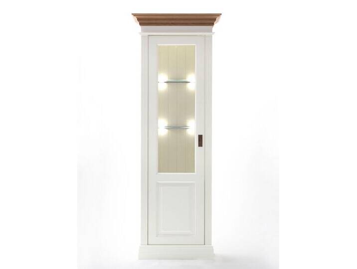 Vitrine Glas-Vitrine Standvitrine Novara 1-türig weiß Wildeiche massiv von casamia