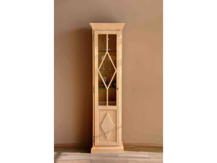 Vitrine Standvitrine 1-türig Grande hoch mit Rautensprossen Pinie massiv von casamia