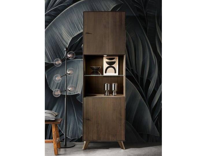 Vitrine Standvitrine Massivholz 65x209cm Varese Kernbuche braun von casamia