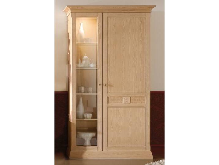 Vitrine Standvitrine Vienna Glas- Holzfront, Pinie massiv von casamia