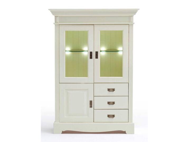Vitrine Standvitrine halbhoch Padua 3-tür. Schubladen 114,5x161x46,3cm von casamia