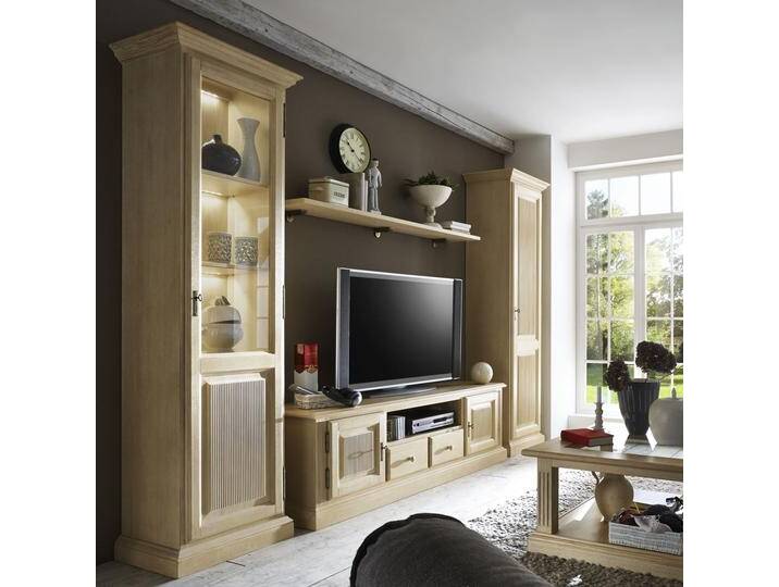 Wohnwand Wohnzimmer-Schränke-Set Casapino 4-teilig 2 Vitrinen TV-Schrank 1 Wandbord Pinie massiv Wohnwand Wohnzimmer-Schränke-Set Casapino 4-teilig 2 Vitrinen TV-Schrank 1 Wandbord Pinie massiv von casamia