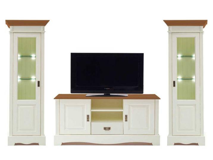 Wohnwand Wohnzimmer Schrank Set Padua 3-teilig B321xH204xT49cm massiv von casamia