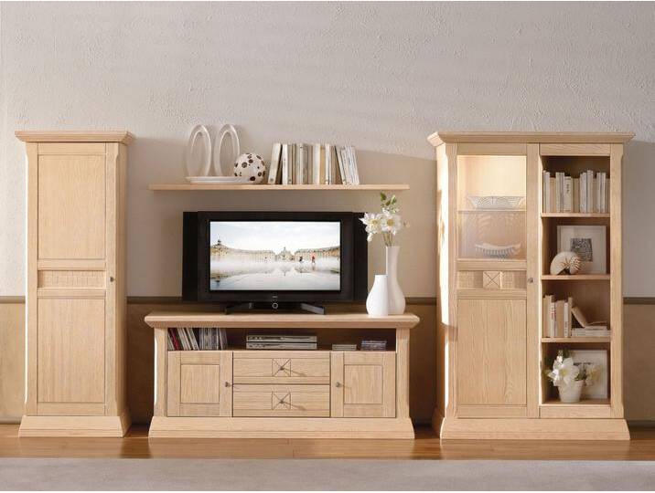 Wohnzimmer Schrank Set Wohnwand Vienna 4-teilig B 320 x H 156 cm Pinie massiv von casamia