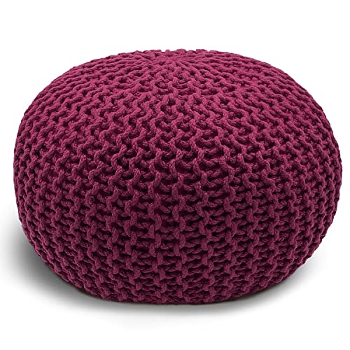 casamia Pouf Bodenkissen ø45 o. 55cm Sitzpouf Hocker nachhaltig f. innen u. außen Farbe Bordeaux - Amaranth, Größe ø 55 cm von casamia