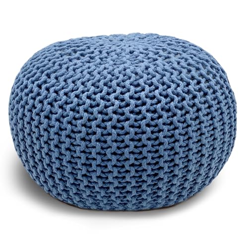 casamia Pouf Bodenkissen ø45 o. 55cm Sitzpouf Hocker nachhaltig f. innen u. außen Farbe blau - Mallard Blue, Größe ø 55 cm von casamia