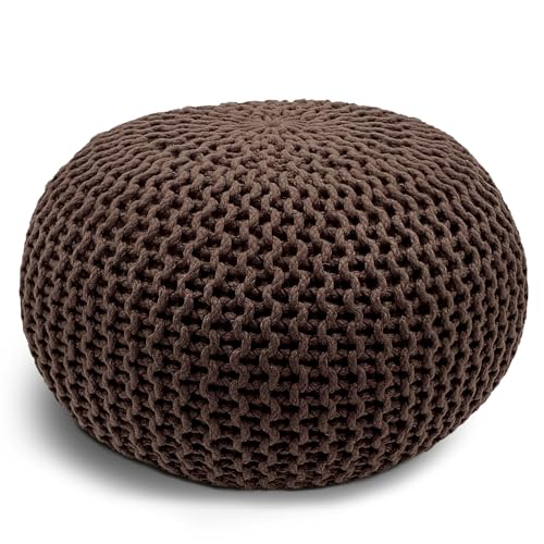 casamia Pouf Bodenkissen ø45 o. 55cm Sitzpouf Hocker nachhaltig f. innen u. außen Farbe braun - Mocca, Größe ø 55 cm von casamia