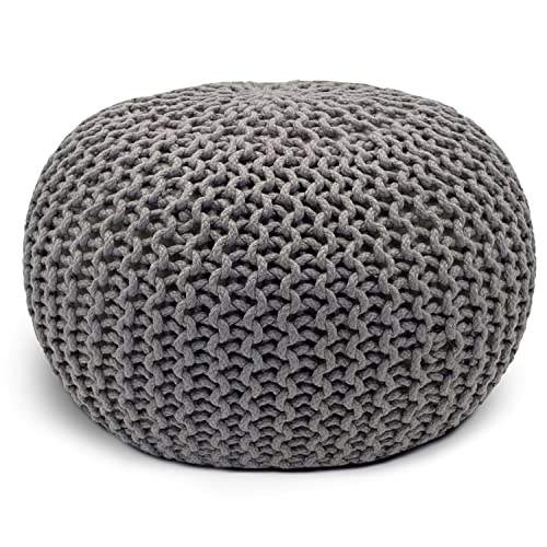 casamia Pouf Bodenkissen ø45 o. 55cm Sitzpouf Hocker nachhaltig f. innen u. außen Farbe grau - Silbergrau, Größe ø 55 cm von casamia