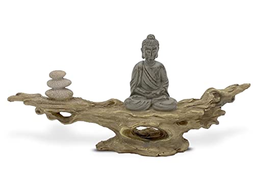 casamia Figur Buddha meditierend auf Baumstamm 30x14cm Dekofigur Skulptur von casamia