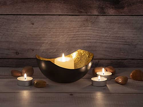 casamia Kerzenständer Kerzenhalter Teelichthalter Kerzenständer Teelichtständer schwarz matt innen vergoldet Farbe Love Schalenform von casamia