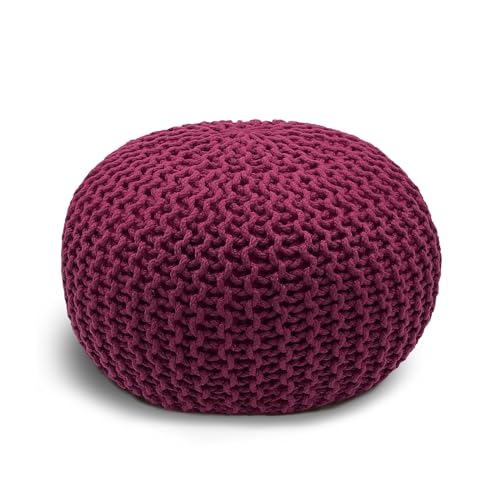 casamia Pouf Bodenkissen ø45 o. 55cm Sitzpouf Hocker nachhaltig f. innen u. außen Farbe Bordeaux - Amaranth, Größe ø 45 cm von casamia