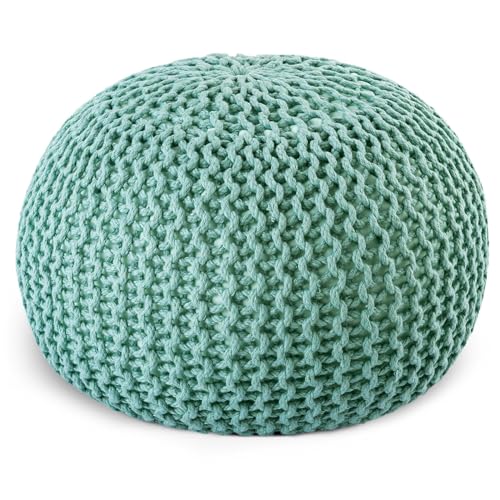 casamia Pouf Bodenkissen ø45 o. 55cm Sitzpouf Hocker nachhaltig f. innen u. außen Farbe Mint - Ocean Wave, Größe ø 55 cm von casamia