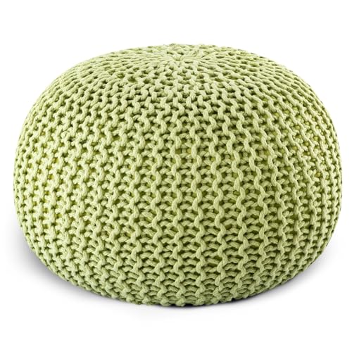 casamia Pouf Bodenkissen ø45 o. 55cm Sitzpouf Hocker nachhaltig f. innen u. außen Farbe apfelgrün - Lettuce Green, Größe ø 55 cm von casamia