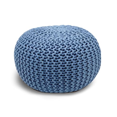 casamia Pouf Bodenkissen ø45 o. 55cm Sitzpouf Hocker nachhaltig f. innen u. außen Farbe blau - Mallard Blue, Größe ø 45 cm von casamia