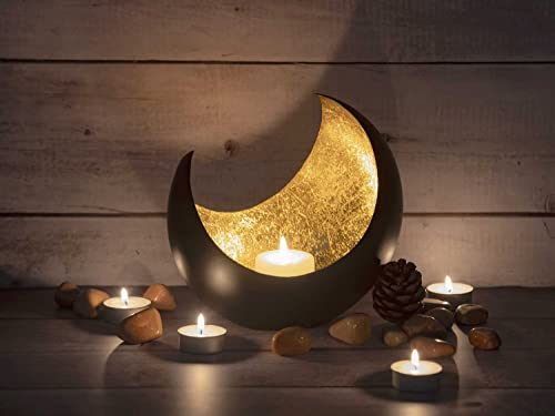 casamia Teelichthalter Kerzenhalter Kerzenständer Moon Sichelform schwarz matt innen vergoldet von casamia